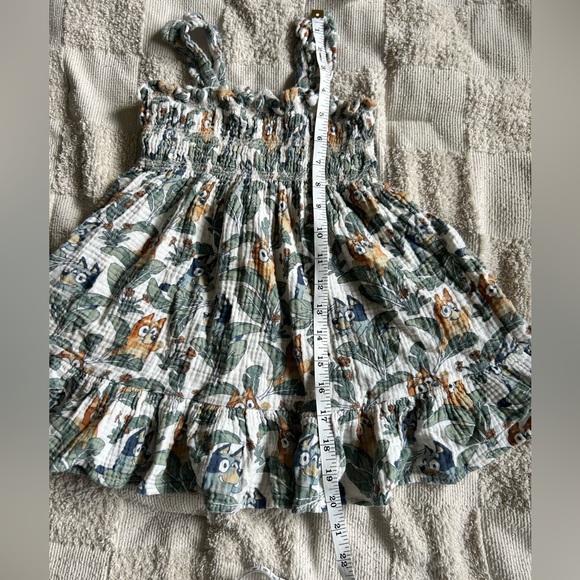 Toddler Bluey and Bingo Tropical Leaf Print Smocked Spring Summer Sundress 3T - Picture 5 of 6